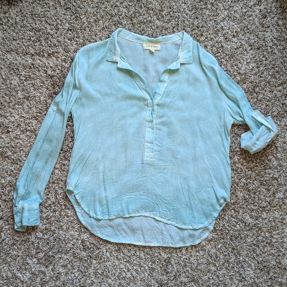 Cloth & Stone | Light Blue Popover Button Up Shirt Size XS